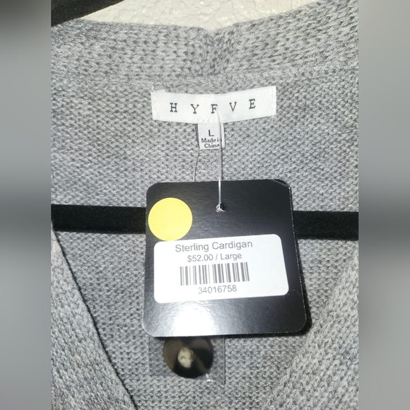 NWT HYFVE "Sterling Cardigan" Button-Up Sweater w/Studs✨️Distressing Gray🩶Large - Picture 7 of 15